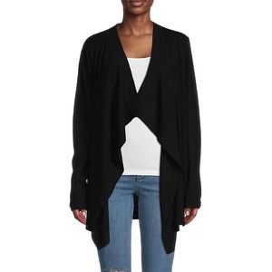 NEW THEORY Merino Wool Winxie Soft Luster Cardigan BLACK SIZE S/100%AUTHENTIC